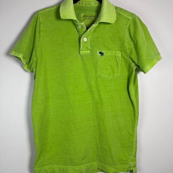 Vintage Large Lime Green Abercrombie & Fitch polo shirt preppy Y2K - Picture 1 of 5